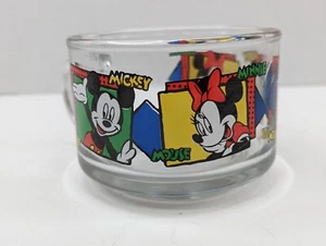 Mickey Mouse Minnie Mouse Colorblock Retro Glass Soup Mug With Handle Made USA  - Bild 1 von 6