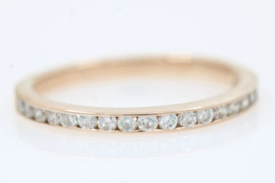 14k Rose Gold  0.19 TCW Natural Diamond Wedding Band Ring Size 5 - 1.4 Grams - Image 1 of 4