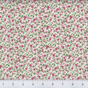 6 yds RED AND GREEN FLORAL New Calico 100% Cotton - Picture 1 of 1