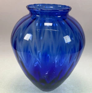 Princess House Cobalt Blue Swirl Optic Glass Vase Hand Blown - Vintage - Picture 1 of 7