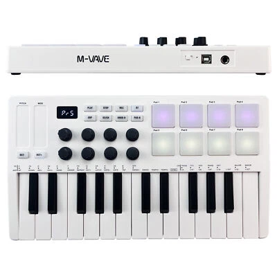M-VAVE 25 Key USB MIDI Keyboard Controller with 8 RGB Backlit Trigger Pads Z3S5 - Image 1 of 4