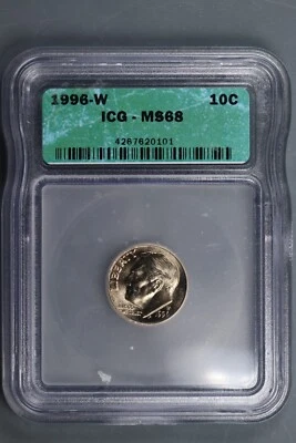 1996-W 10C ROOSEVELT DIME ICG MS68 WEST POINT MINT TYPE COIN  0101 SLAB-138 - Image 1 of 2