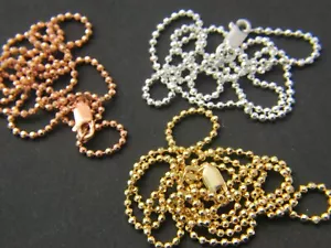 Cadena de bolas de oro sobre plata esterlina de 14 K de 2 mm de espesor con cierre de langosta - Imagen 1 de 9