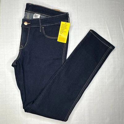 Pantalones de mezclilla para mujer H&M ajustados cintura baja lavado oscuro talla 29/32 elásticos nuevos con etiquetas Foto 1 de 4