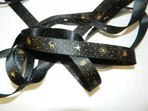 CHANEL Limited Edition Black & Gold Gift Wrapping Ribbon 2 yards Crafts - Picture 1 of 6