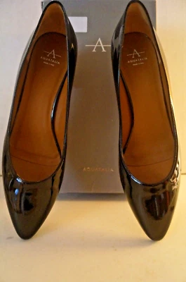 NUEVO EN CAJA AQUATALIA MUJER 10 CHAROL FEOBE - NEGRO, PUNTA, TACÓN 2" ITALIA Foto 1 de 4