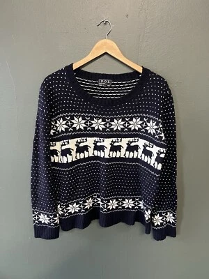 Suéter Pullover Anthropologie Pol Mujer Azul Temático Navidad Tejido LS Talla Grande Foto 1 de 3
