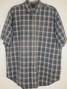 Maurices Men's Short Sleeve Button Down Blue Plaid Cotton Shirt Size L - Picture 1 of 7