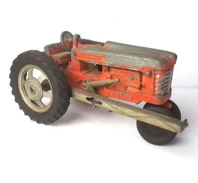 Vintage Hubley #500 Kiddie Toy Orange Tractor Loader Plow - Image 1 of 4