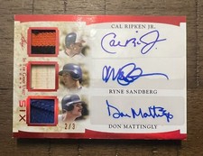 2022 Leaf Don Mattingly Cal Ripken Jr Robin Yount Wade Boggs Jersey Patch Auto/3