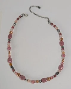 Carolyn Pollack Multi Stein Rhodonit Quarz Perle Sterling Halskette & Box 17" - Bild 1 von 5