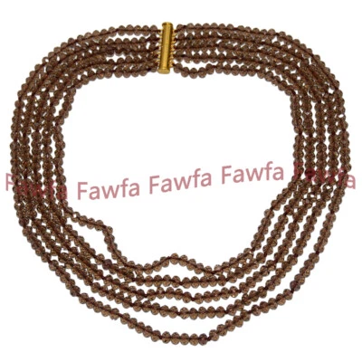 5 Rows 4x6mm Faceted Coffee Brown Crystal Rondelle Beads Necklace Bracelet Set - Image 1 of 4