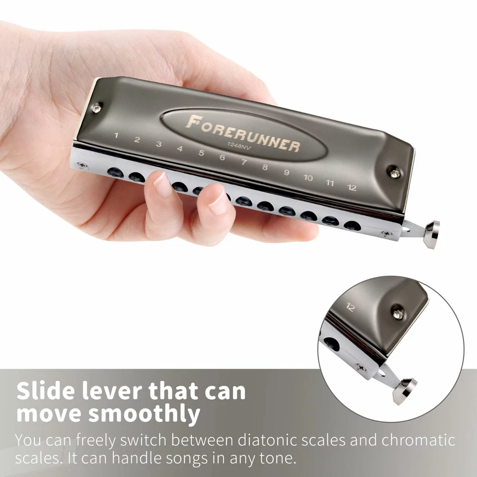 EASTTOP Harmonica Forerunner Chromatic Harmonica C 12Hole Chromatic Mouth Organ
