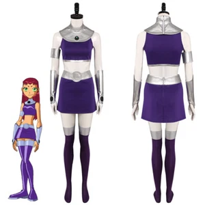 Teen Titans Starfire Cosplay Costume Dress Outfits Halloween Carnival Women Suit - Picture 1 of 16