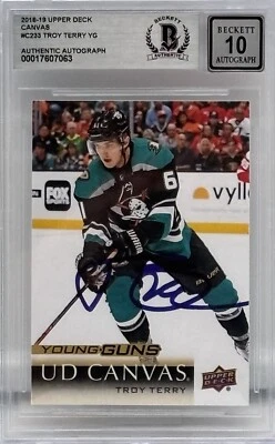Troy Terry Signed 2018-19 UD Young Guns Canvas #C233 BAS Autograph Grade 10 RC - Image 1 of 2