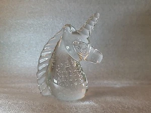 Vintage Crystal Blown Glass Unicorn Bubble Paperweight Figure 4” Sculpture 1980 - Picture 1 of 11