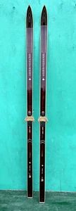 BEAUTIFUL Vintage Wooden 73" Long Skis and Old Original DARK BROWN Finish - Picture 1 of 4