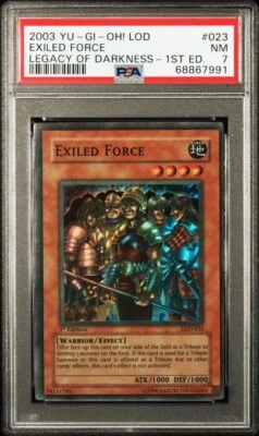 Yugioh 2003 LOD-023 1st Edition Exiled Force PSA 7 Miscut Faded Error Rare - Image 1 of 4