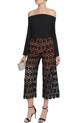 SELF-PORTRAIT Floral Guipure Lace Wide Leg Cropped Pants Culottes Size 2 NWT - Изображение 1 из 4