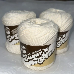 Lot 3 Spinrite Lily Sugar'n Cream 100% USA Grown Cotton Yarn Soft Ecru Beige New - Picture 1 of 7