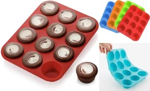 12er Muffin Form Silikon Back Förmchen Kuchen Cupcake Set Mini Flexibel Antihaft - Bild 1 von 8
