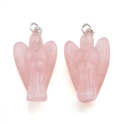 Anhänger Engel Rosenquarz Quarz Stein Heilstein Yoga Feng Shui schön  - Bild 1 von 3
