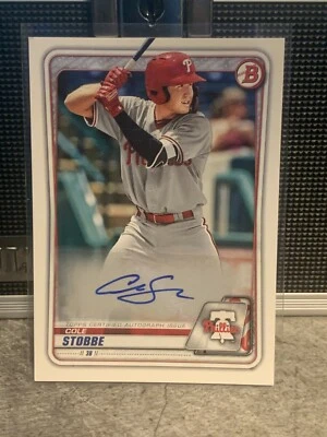 2020 BOWMAN AUTO PROSPECT Paper PHILADELPHIA PHILLIES COLE STOBBE #PA-CS - Image 1 of 2