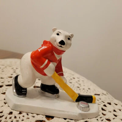 Coca Cola Polar Bear Hockey Porcelain Figure 1995 - Image 1 of 3