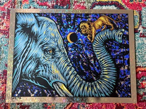 TODD SLATER "NIGHT FALLS ON SUMERIA" ELEPHANT LION WIND CHIME FOIL /28 POSTER - Picture 1 of 3