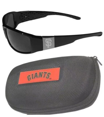Óculos de sol San Francisco Giants envoltório cromado com estojo rígido beisebol licenciado pela liga principal de beisebol - Imagem 1 de 4