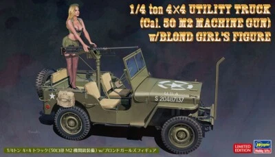 KIT MODELLINO MILITARE STATICO HASEGAWA 1/4 TON 4X4 TRUCK W/CAL.50 M2 MACH 1/24 - Immagine 1 di 4
