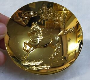 Oriental Japan Metal Zodiac Animal HORSE Collectible Display Decoration 24K GP 