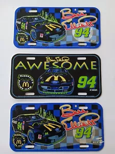 3 Nascar Bill Elliott Batman Forever McDonalds # 94 License Plates Plastic 1995 - Picture 1 of 6