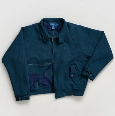 Vintage Polo Ralph Lauren Wool Bomber Jacket Tartan Plaid Lined Full Zip Coat M - Image 1 of 4