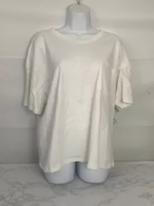 Womens Time & Tru Size 3XL Boyfriend Tee Short Sleeve Shirt Top White NWT I1 - Picture 1 of 5