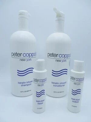 PETER COPPOLA KERATIN INFUSED SHAMPOO & CONDITIONER 33 OZ & TRAVEL  4 BOTTLES - Image 1 of 2