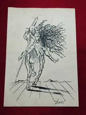 Salvador Dalí Drawing on paper (Handmade) signed and stamped mixed media. - Image 1 of 4