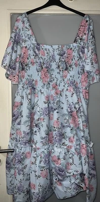 Schönes Damen Kleid Shine Curve 4xl 52/54/56 Blau Floral Neuwertig - Bild 1 von 4