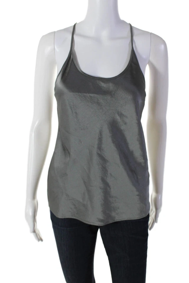 Alexander Wang Womens Textured Spaghetti Strap Blouse Tank Gray Size 0 - Image 1 of 4