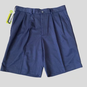 Izod Herren Golfshorts 32 marineblau Plissee vorne feuchtigkeitsableitend Leistung klassische Passform - Bild 1 von 14