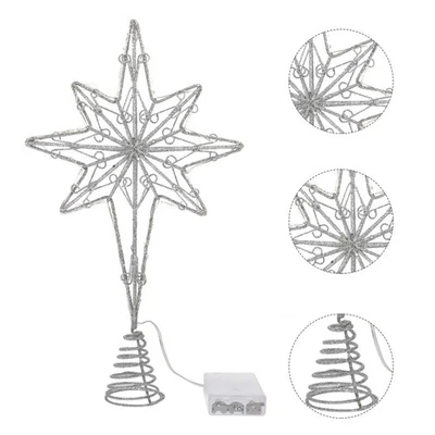 Festival Ornament Led Tannenbaumspitze Christbaumspitze Stern Beleuchtet - Bild 1 von 4