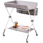 Baby Changing Table Folding Diaper Changing Station with  Lockable Wheels