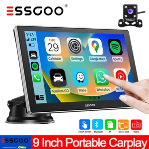 Portable 9" Car Stereo Radio Wireless Apple Carplay/Android Auto Touch Screen - Picture 1 of 10