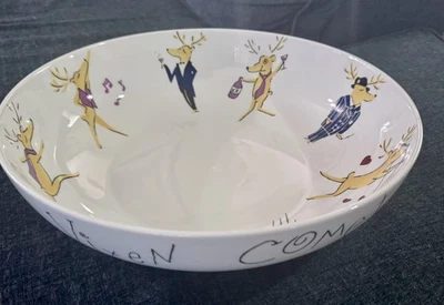 Pottery Barn Reindeer - Tazón grande para servir, 14" ¡RARO! ¡En excelente estado! Foto 1 de 4