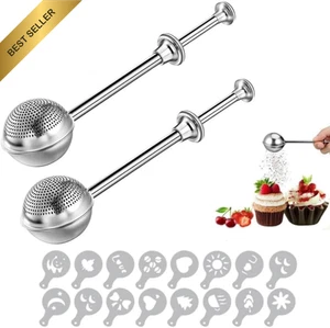 2-Pack Stainless Steel Dusting Wands with Molds for Sugar, Flour & Spices - Picture 1 of 12