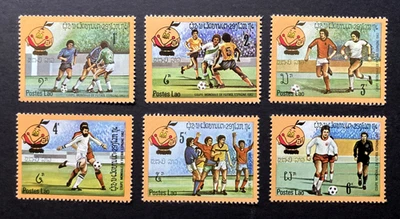 Laos - 1982 - Juego de 6 estampillas del Mundial de Fútbol de España. MNH Foto 1 de 2