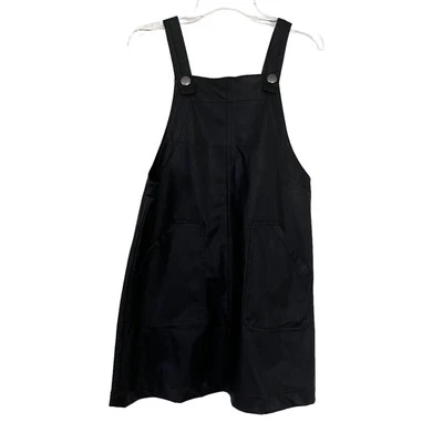 Zara girls black faux leather overall pinafore dress size 11/12 - Image 1 of 4