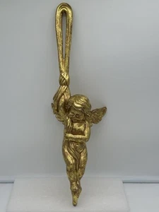 Vintage Angel Christmas Ornament 18" Hard Plastic Gold Leaf - Picture 1 of 9