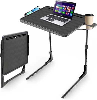 Folding TV Tray - 6 Height & 3 Tilt Angle, Comfortable TV Dinner Tray with Cup H - Image 1 of 4