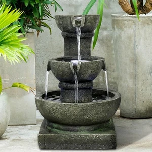 Stylish Resin Water Fountain for Patio – Cascading Design with Warm LED Lighting - Picture 1 of 10